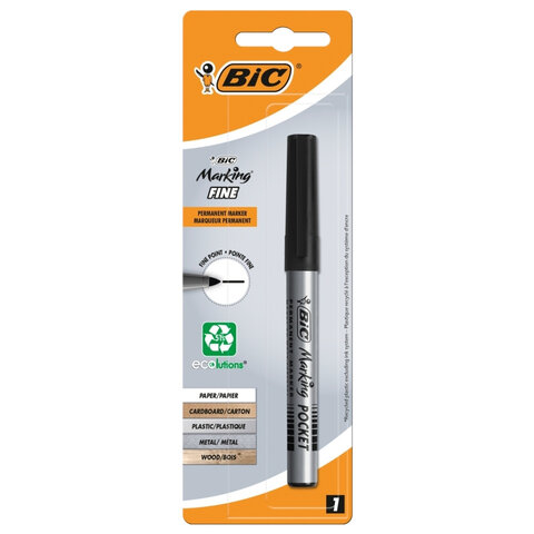 Маркер перманентный BIC "Marking Fine ECOlutions", ЧЕРНЫЙ, 1,1 мм, блистер, 8755921