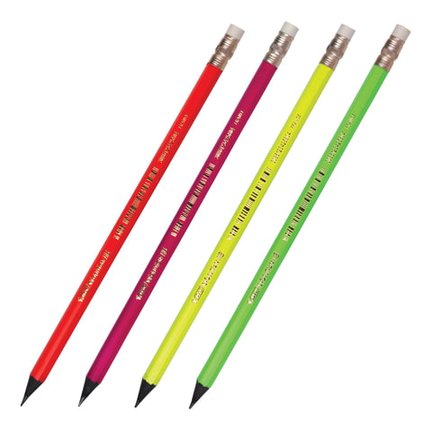 Карандаш чернографитный BIC, 1 шт., "Evolution Fluo", HB, с резинкой, пластиковый, корпус ассорти, заточенный, 942882