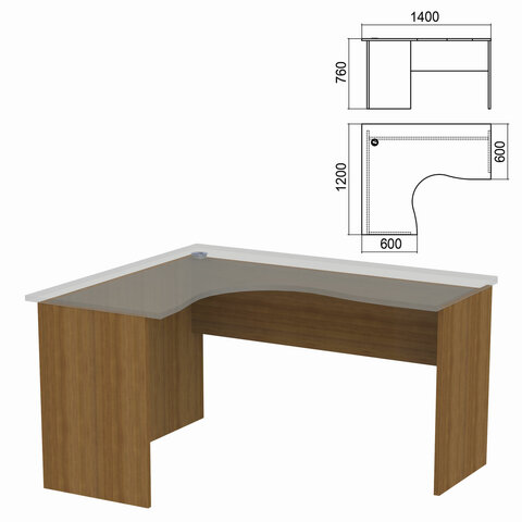 Стол компактный ЧАСТЬ 2 "Арго", 1400х1200х760 мм, левый, орех