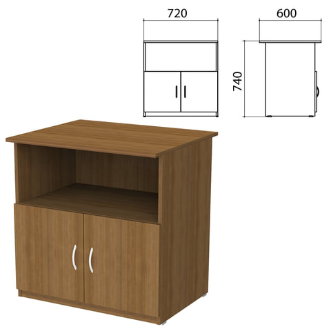 Тумба для оргтехники "Бюджет", 720х600х740 мм, 2 двери, орех французский, 402658-190