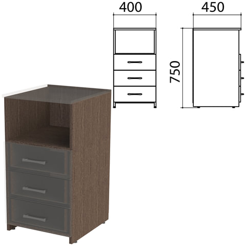 Каркас тумбы приставной "Канц" 400х450х750 мм, цвет венге, ТК31.16.1