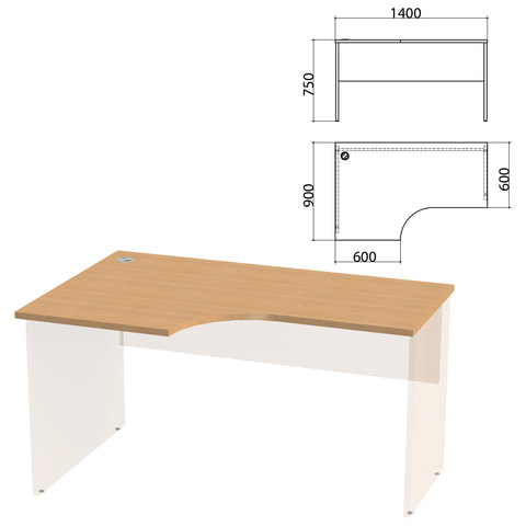 Столешница стола эргономичного "Этюд",1400х900х750 мм, левый, бук бавария, 401670-55