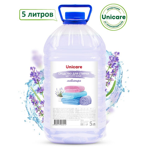 Средство для стирки жидкое автомат для цветного белья 5 л UNICARE, ПЭТ, UC201013